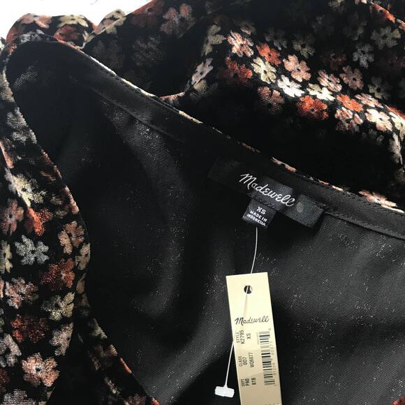 Madewell Velvet Tulip Sleeve Burnout Ruffle Top - Picture 9 of 11